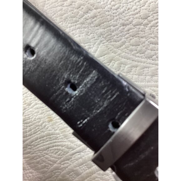 Steve Madden Mens Black Leather Belt Size 42 With Silver Buckle - Picture 4 of 4